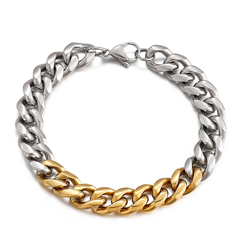 Two Tone Steel Bracelet Gift for Men 22cm