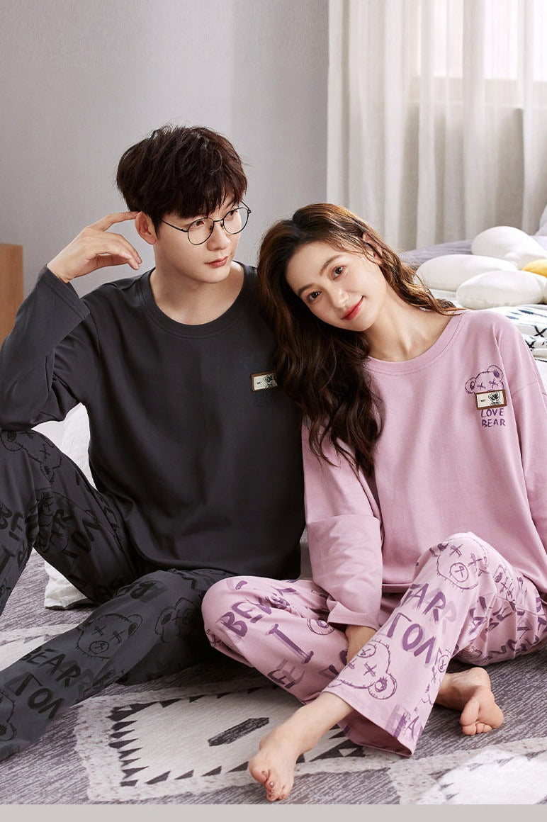 Cute Couple Jammies Matching Comfort Fit Pjs Set for Two