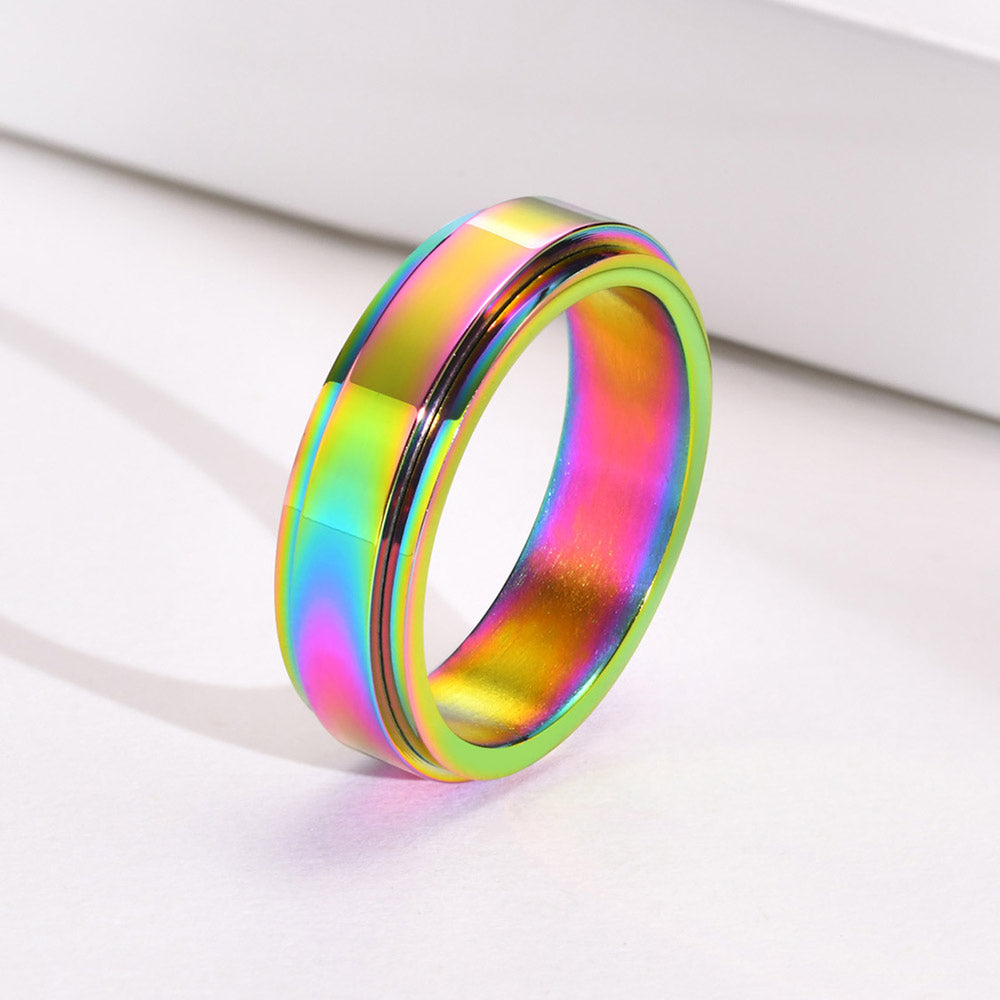 Custom Engraved Multicolor Mens Ring Titanium