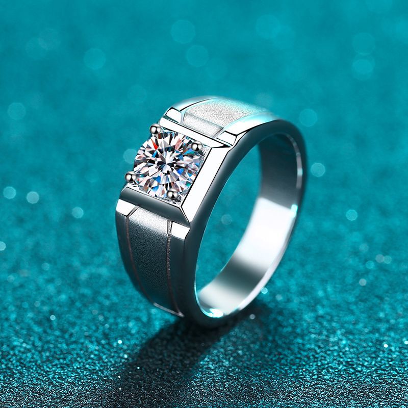 Custom 0.5 Carat Moissanite Frosted Ring for Men