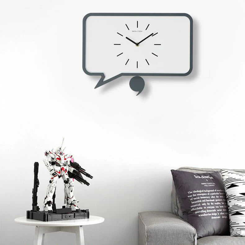 Minimalist Comma Pendulum Silent Wall Clock — 12" MDF & ABS