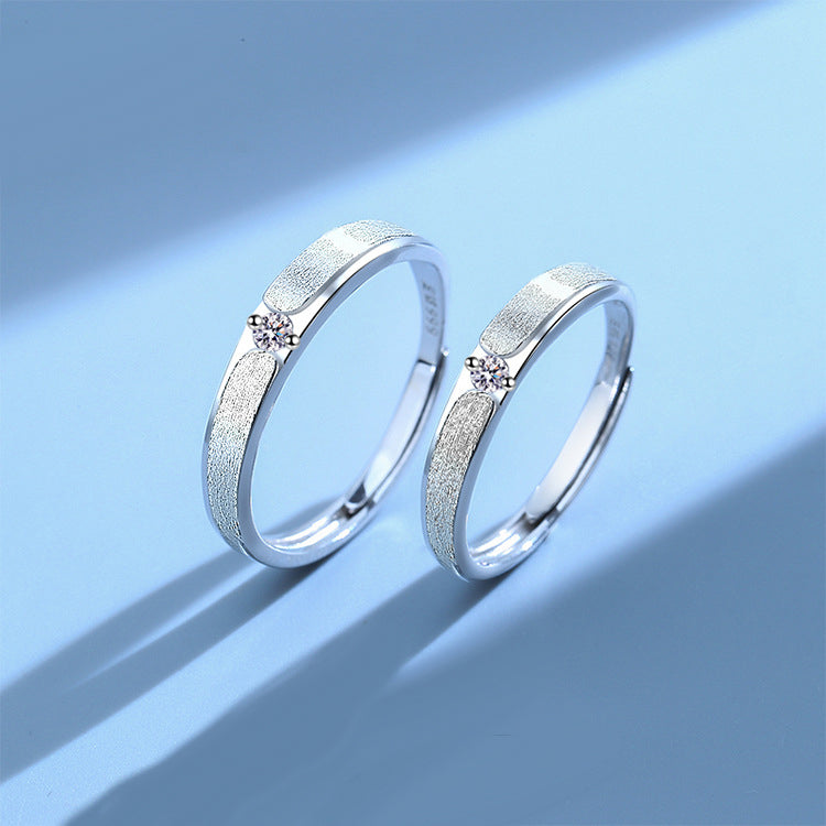 Custom Engraved Solitaire Matte Rings Set for Couples