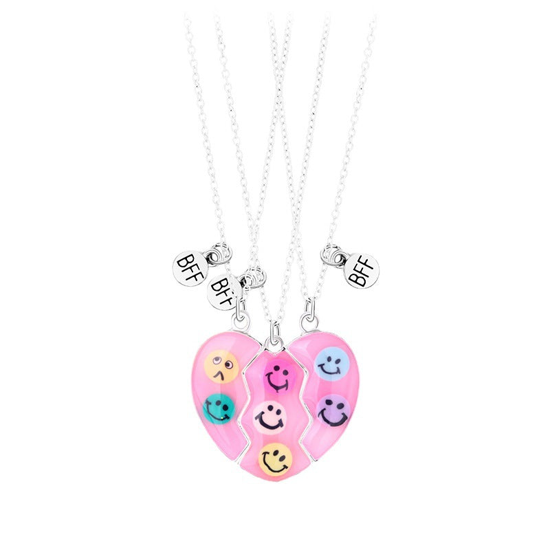 Magnetic Hearts Bff Friendship Necklaces Set for 3