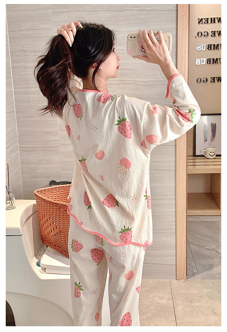 Strawberry Pattern Pajamas Set 100% Organic Cotton