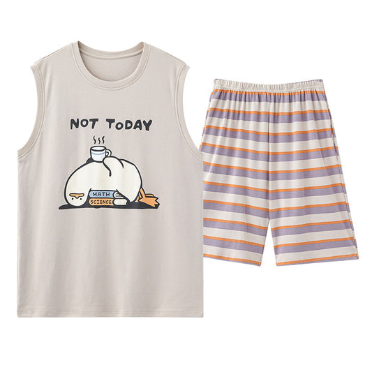 Cute Matching Summer Couple Pajamas - Short-sleeve 100% Cotton