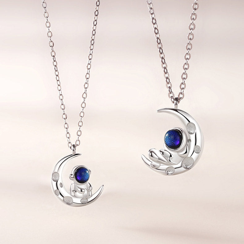 Spaceman Theme Couple Necklaces Set for 2