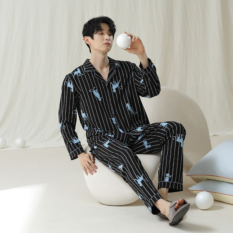 Cat Pattern Matching Couples Pajamas - Premium Cotton
