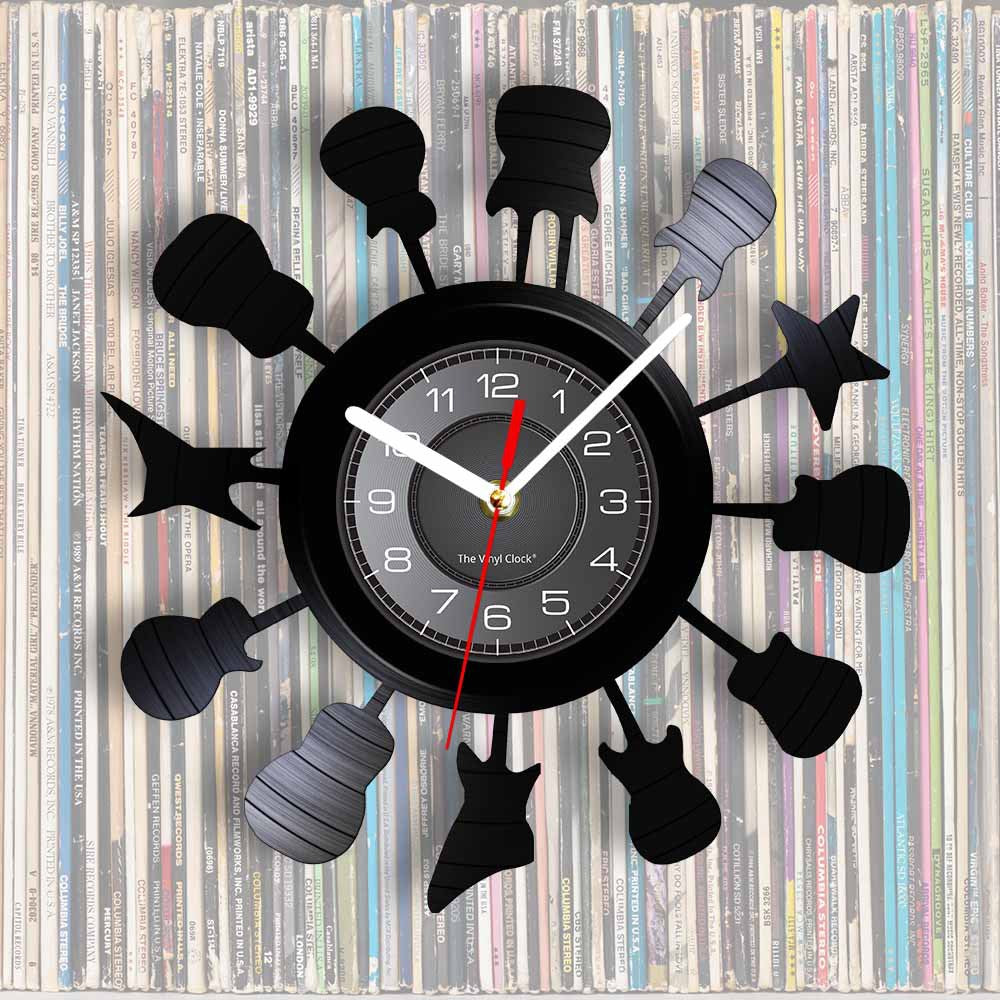 Vinyl Wall Deco Clock Gift for Guitar Player