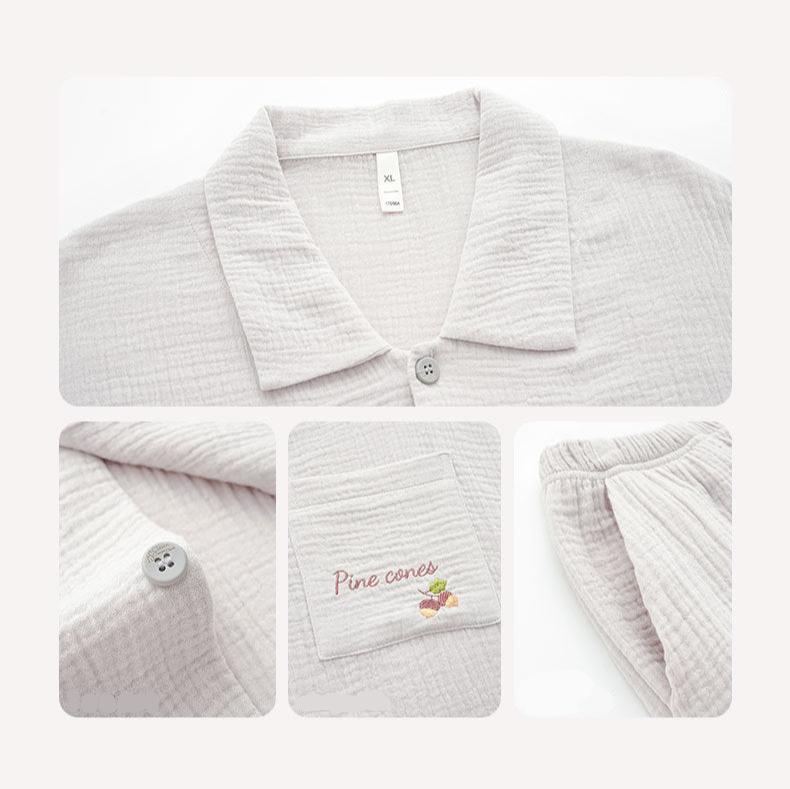 Matching Button-Front Couples Pajamas Set - A-Grade Cotton