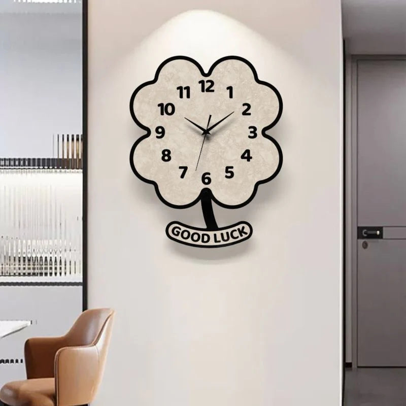 Unique Flower Silent Pendulum Wall Clock – Floral Design with Swinging Pendulum