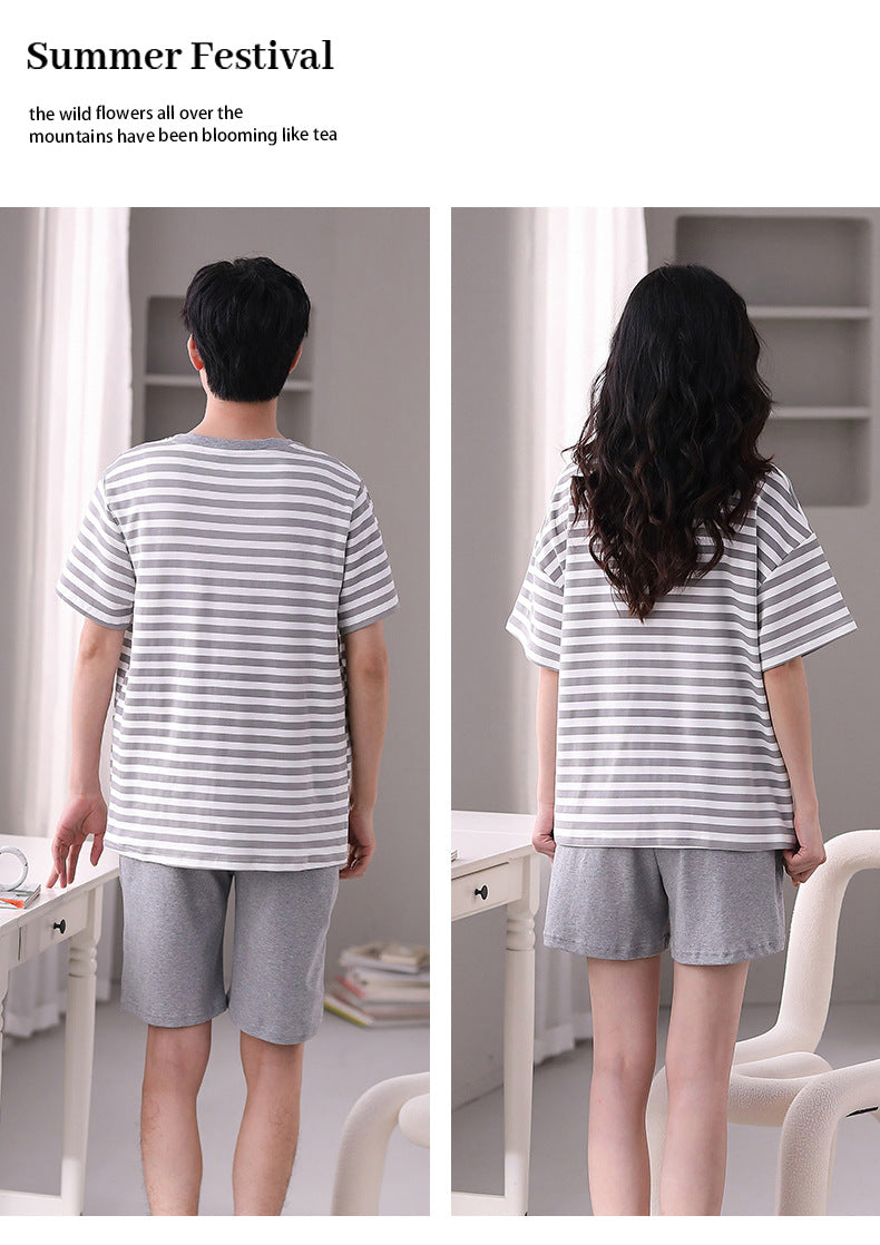 Matching Cotton Summer Sleepwear Set for Couples