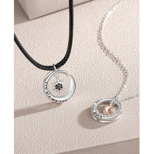 Sun and Moon Promise Couple Necklaces Set