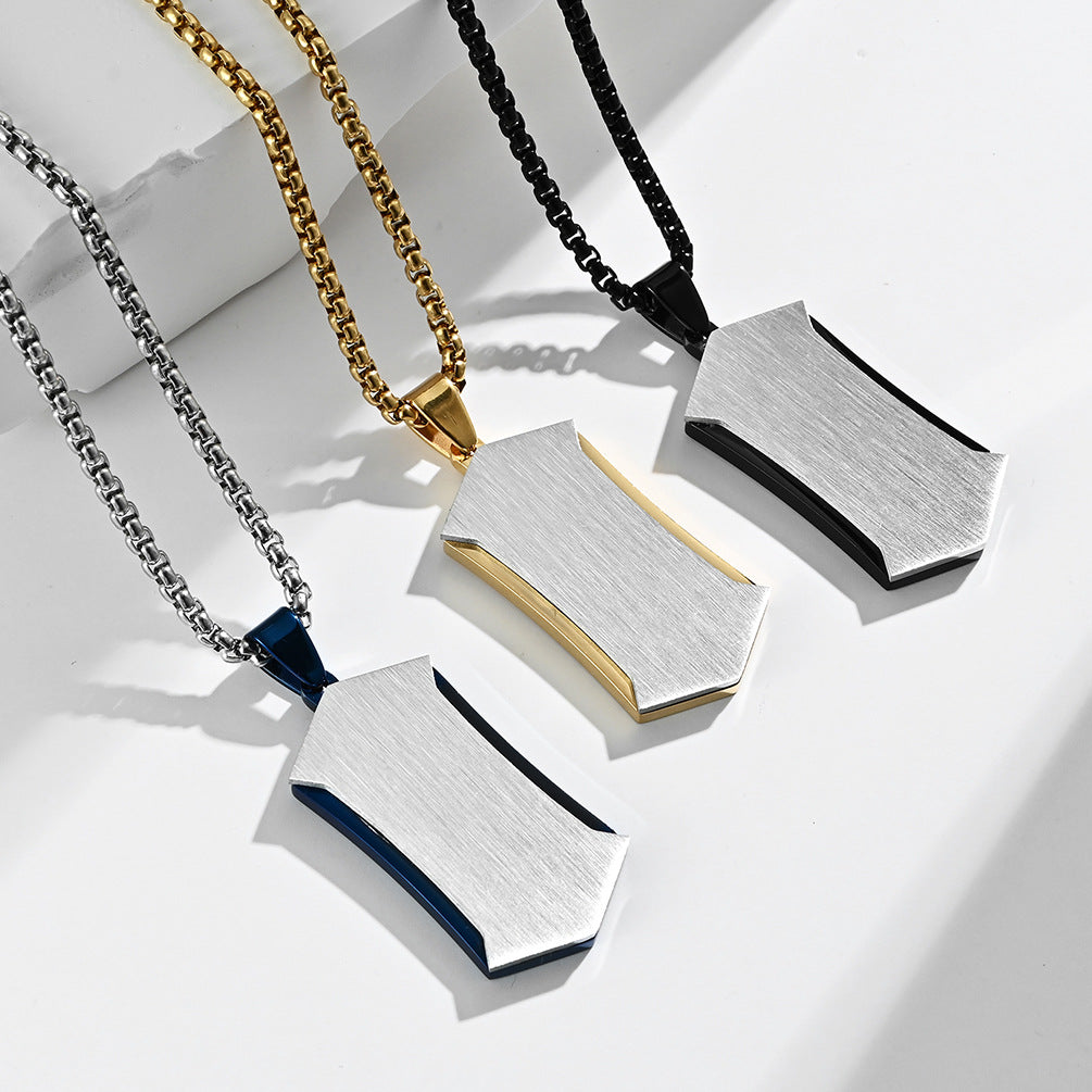Custom Army Tag Brushed Pendant Mens Necklace