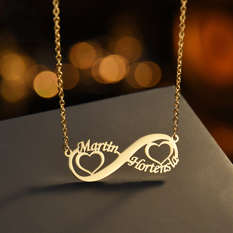 Infinity Shaped Personal Couples Name Necklace