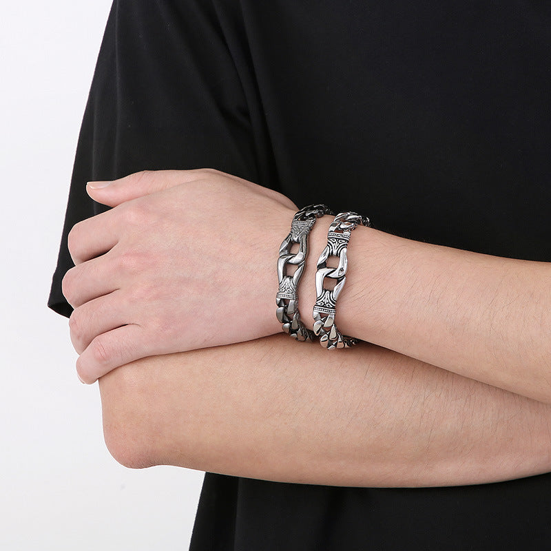 Personalized Vintage Style Mens Bracelet 22cm Stainless Steel