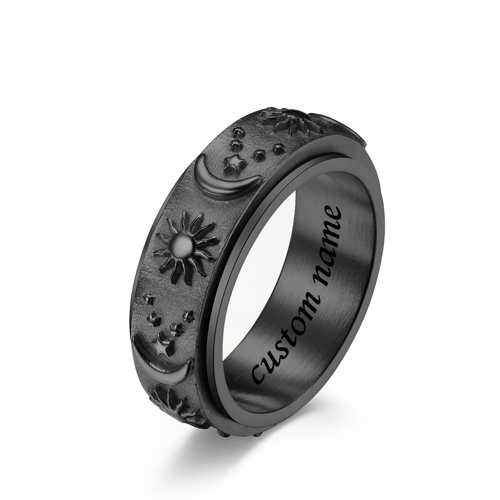 Sun and Moon Fidget Ring for Men