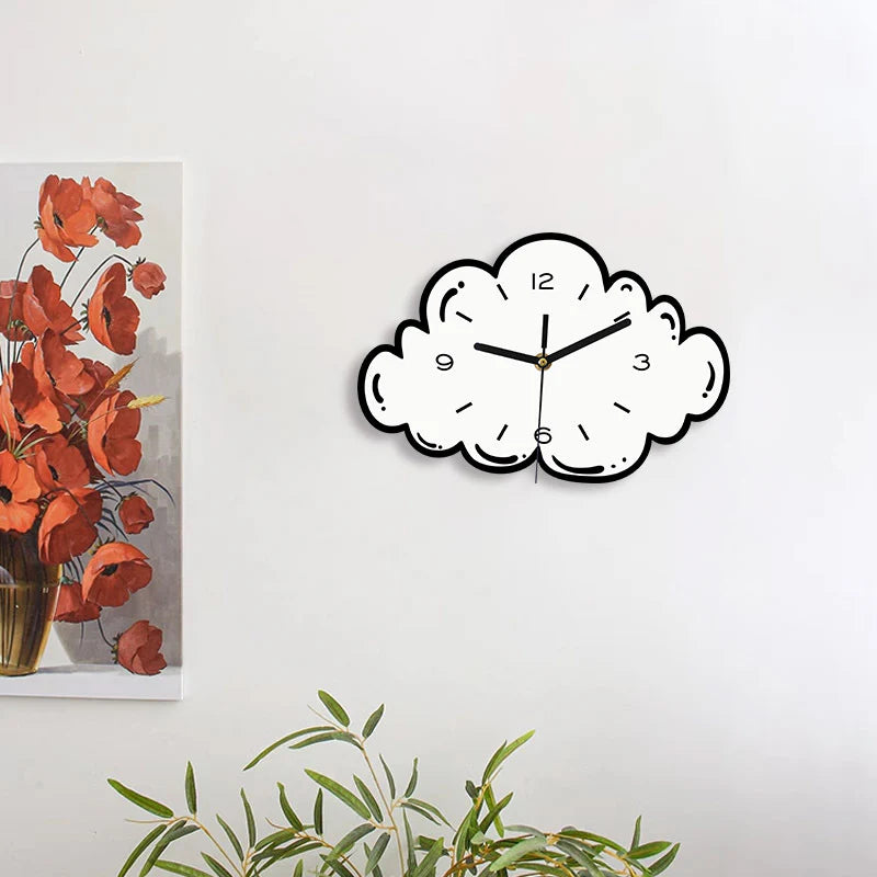 Cloud Shaped Silent Wall Clock – Whimsical Acrylic Design