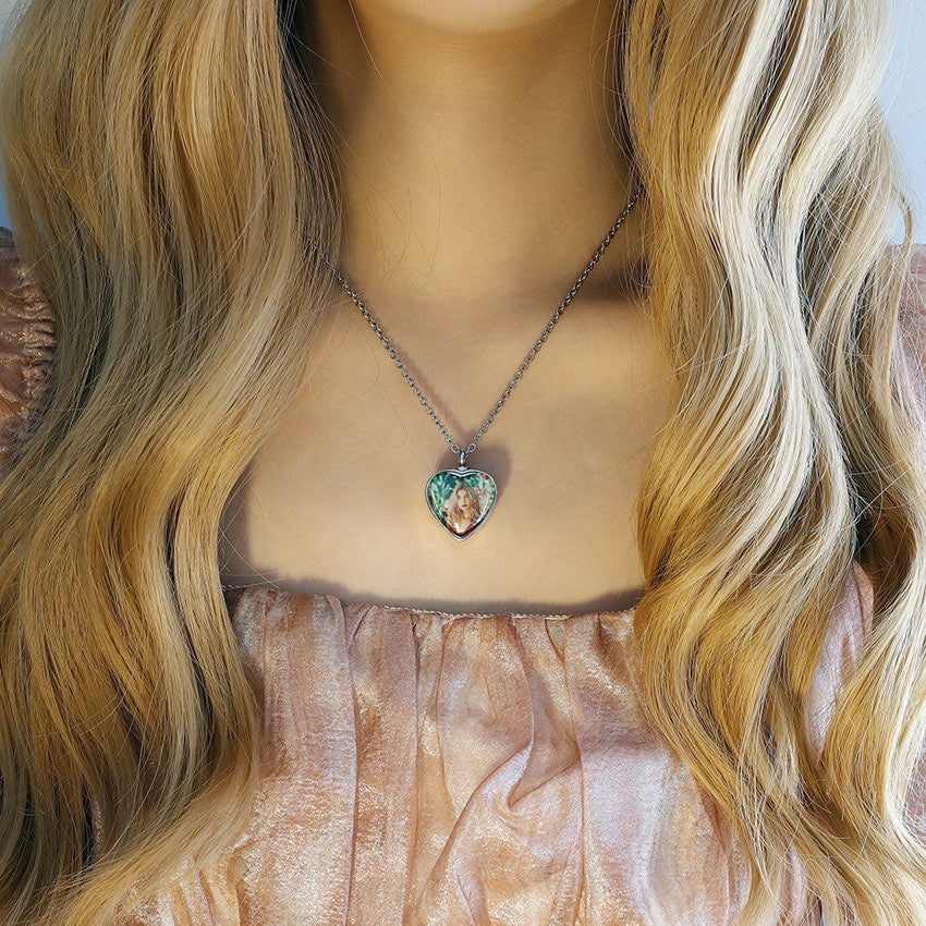 Heart Shaped Photo Print Pendant Necklace for Her