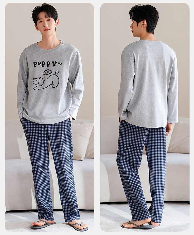 Cute Puppy Graphic 100% Cotton Couple Pajamas
