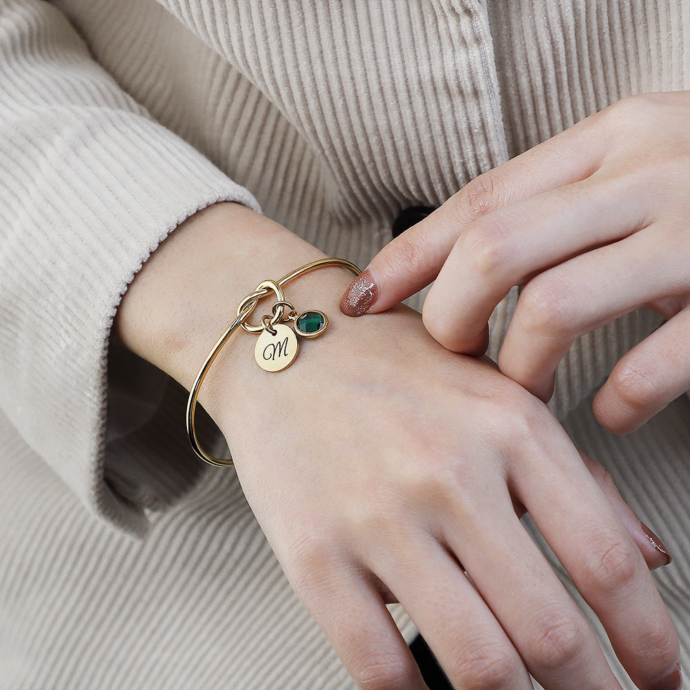 Name Initial Birthstone Charm Bracelet