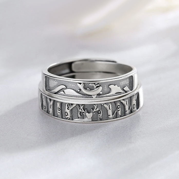 Engraved Wedding Filigree Rings Set for Him and Her