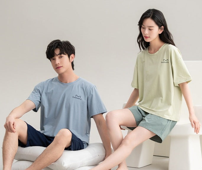 Matching Summer Sleepwear Set for Couples 100% Cotton