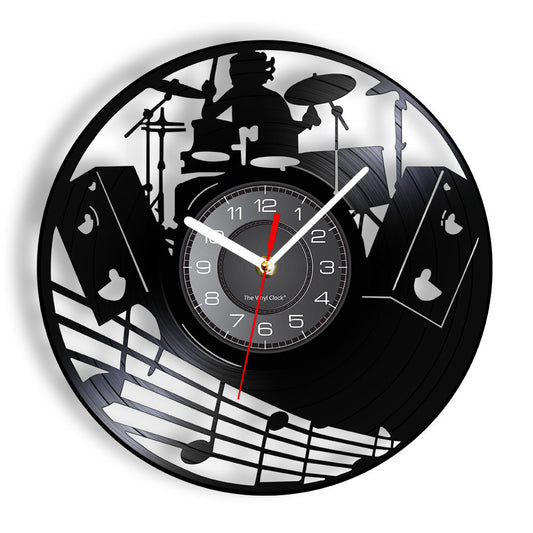 Gift for Drummer Wall Deco Lp Record Clock