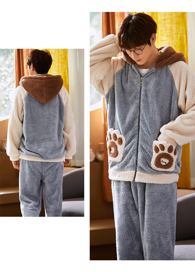 Thick Winter Hoodie Pajamas Set for Couples