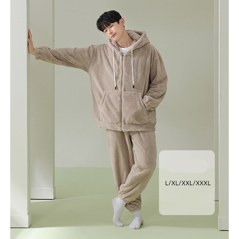 4-Piece Warm Hoodie Matching Pajamas Set for Couples