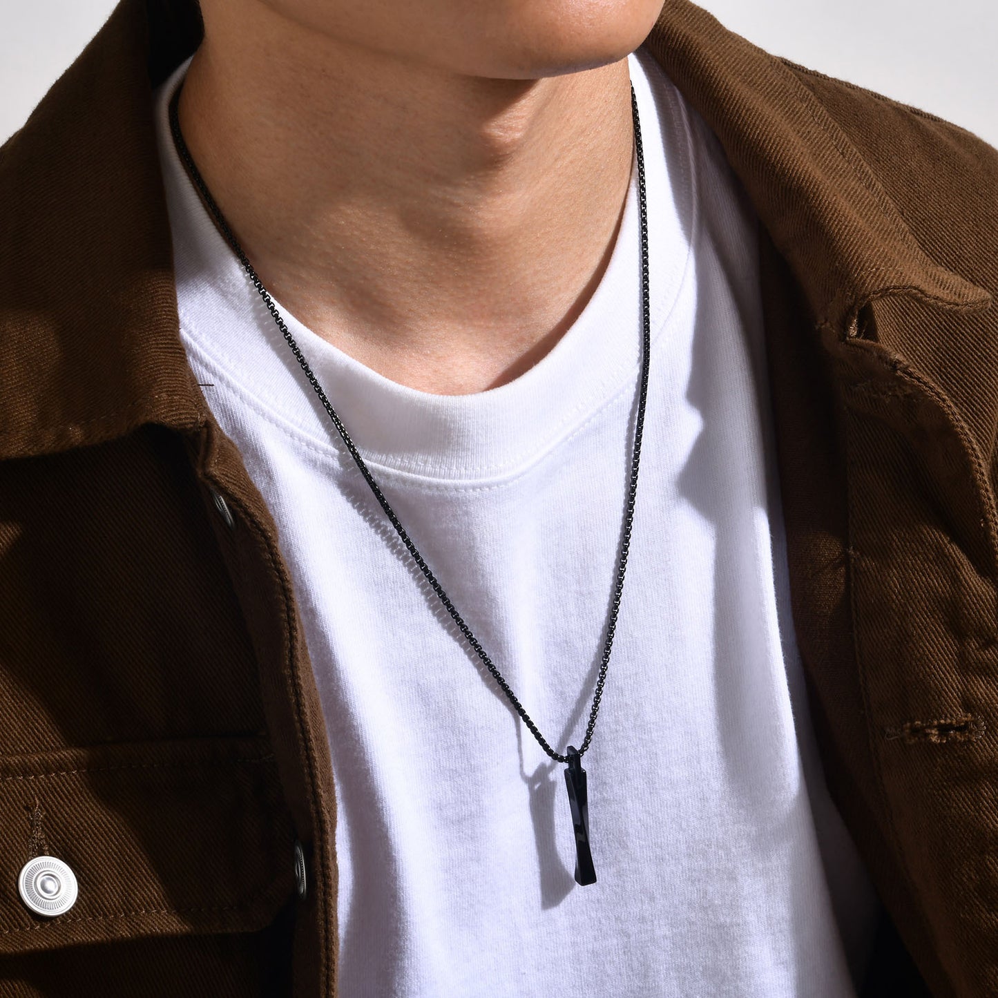 Custom Engraved Bar Pendant Necklace for Men