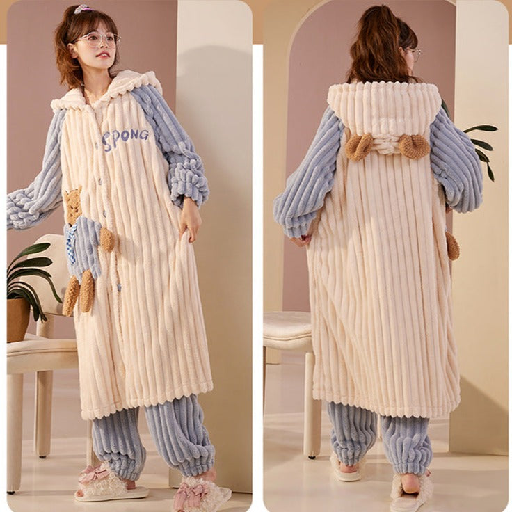 Winter Women Flannel Pajamas Set