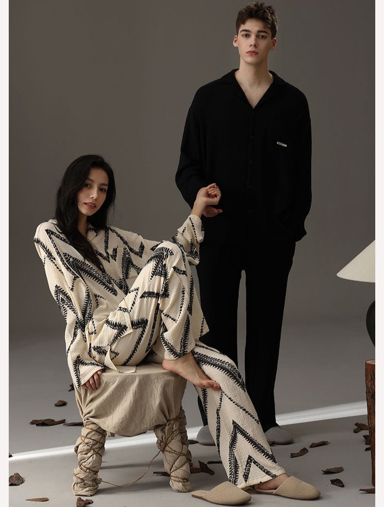 Modern Cozy Couples Pajamas Set - 100% A-Grade Cotton