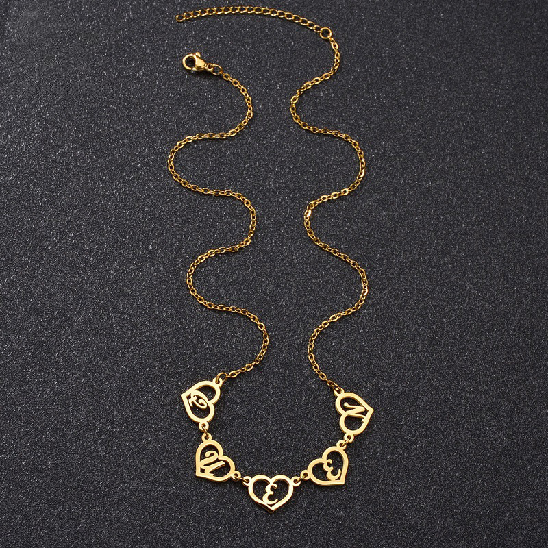Heart Charms Name Initials Necklace