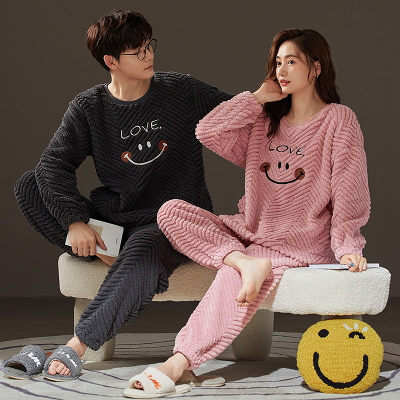 Couple Matching Cozy Flannel Pajamas Set Winter Sleepwear – Gullei