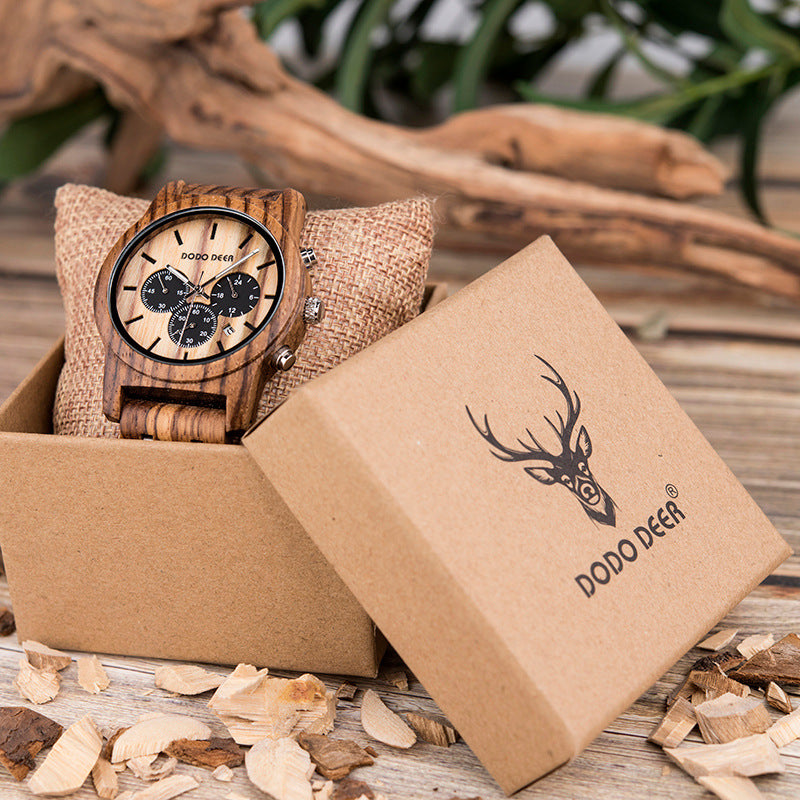 Engraved Matching Wood Couple Quartz Watch Set