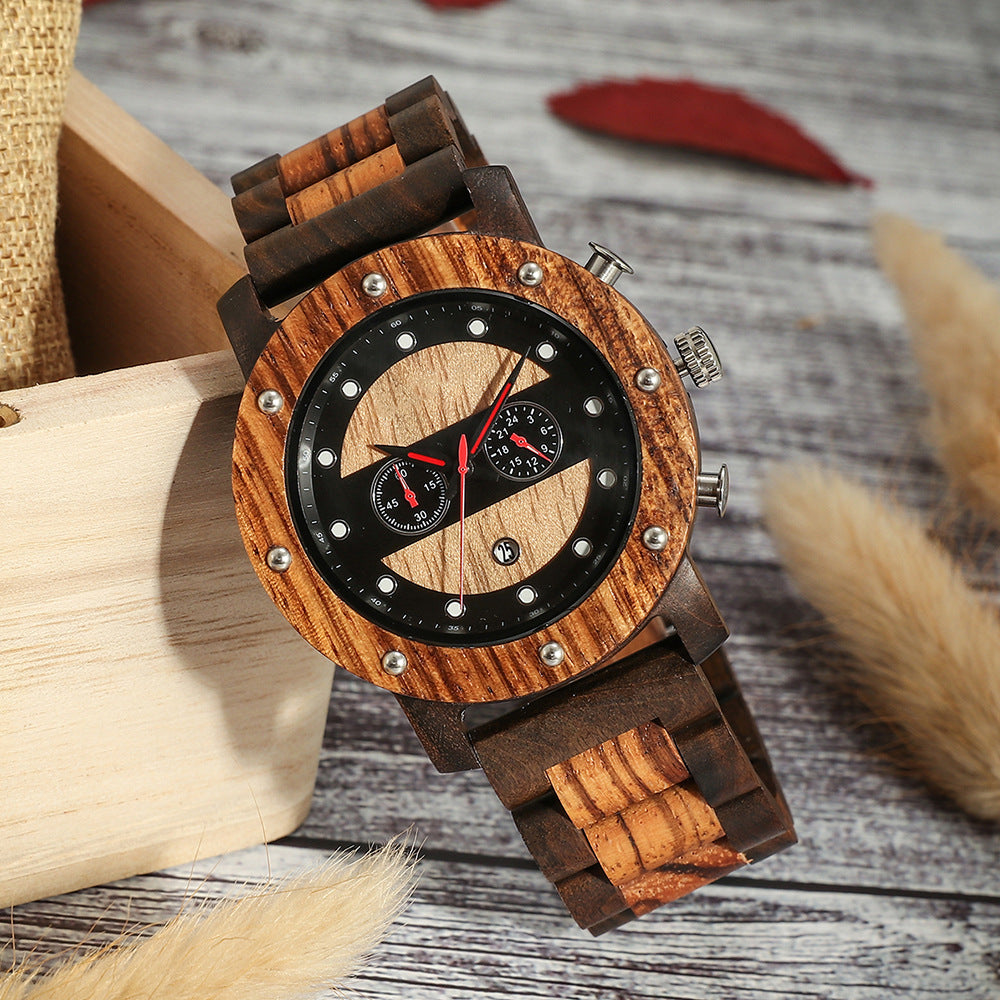 Mens Wooden Analog Watch with Customized Engraving