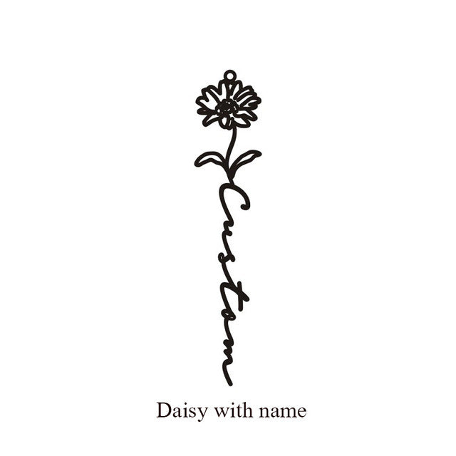 Birth Flower Custom Name Necklace