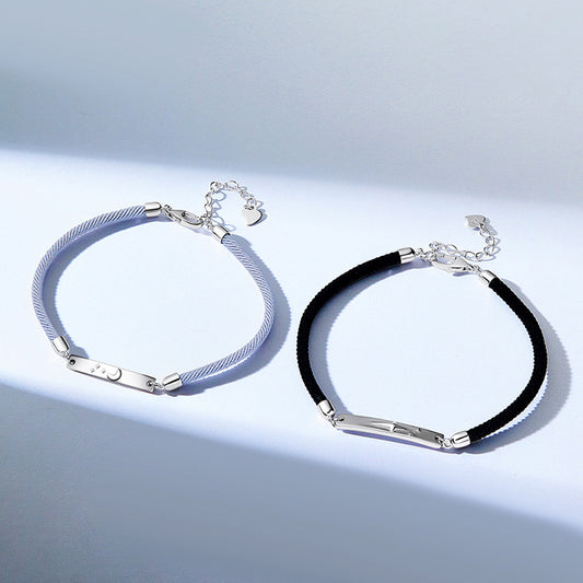 Engraved Star and Moon Couple Promise Bracelets Set