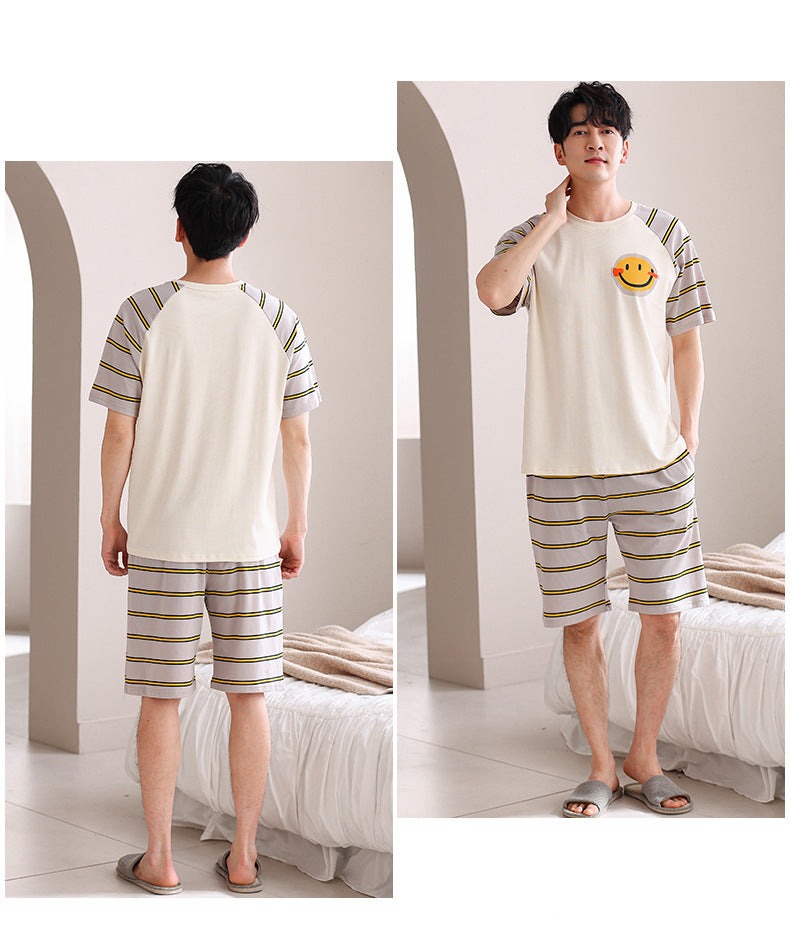 Matching Smiley Summer Pyjamas Set 100% Cotton