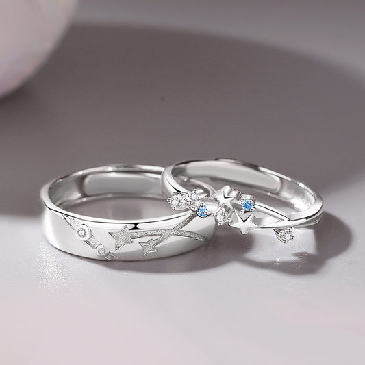Matching Shooting Star Rings Set for Couples