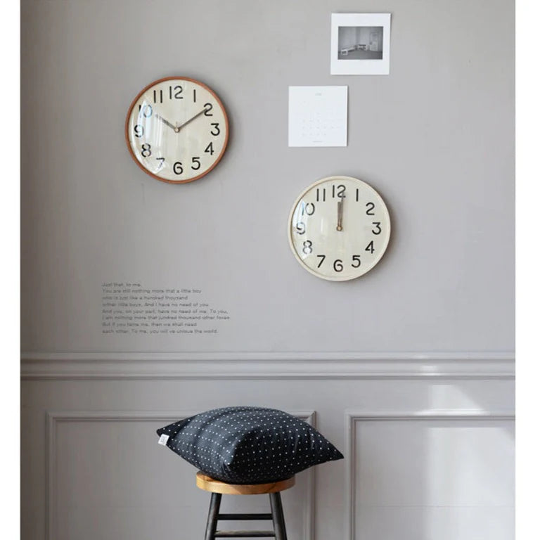 Nordic Silent Wall Clock – Solid Wood, 12" (Non-Ticking)