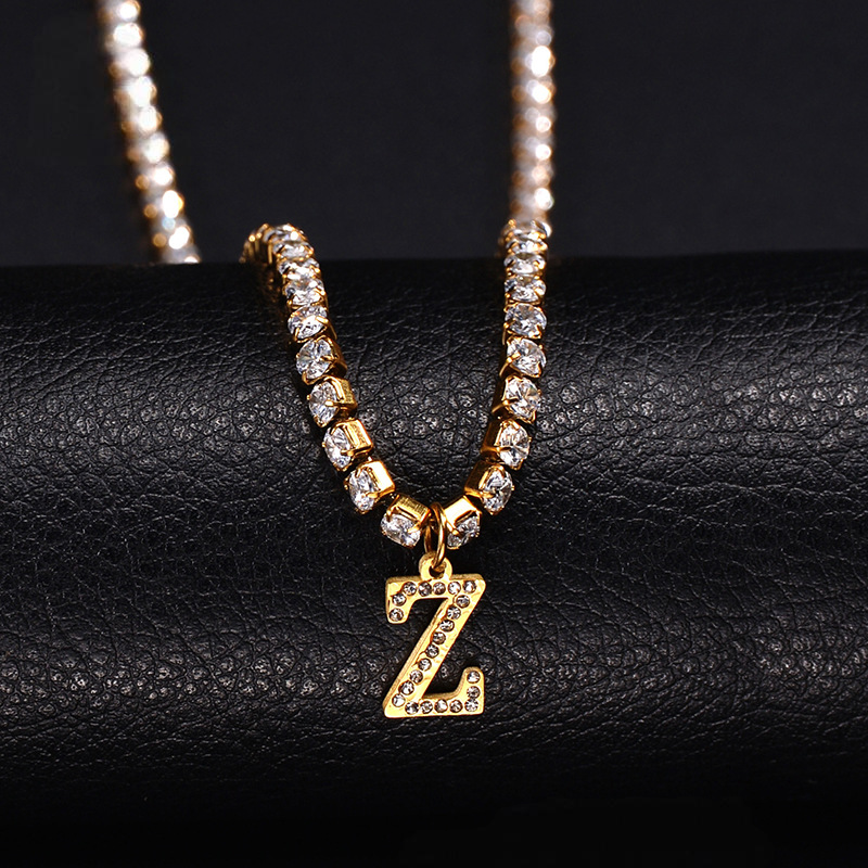 Name Initial Tennis Chain Necklace