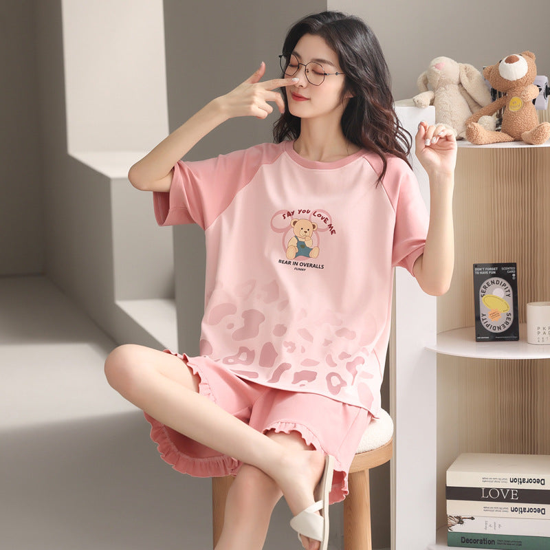 Cute Bear Summer Loungewear Set for Girls
