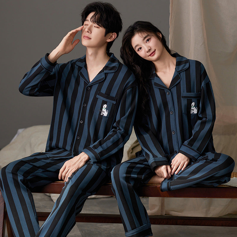 Modern Bold Stripe Couple's Pajama Set