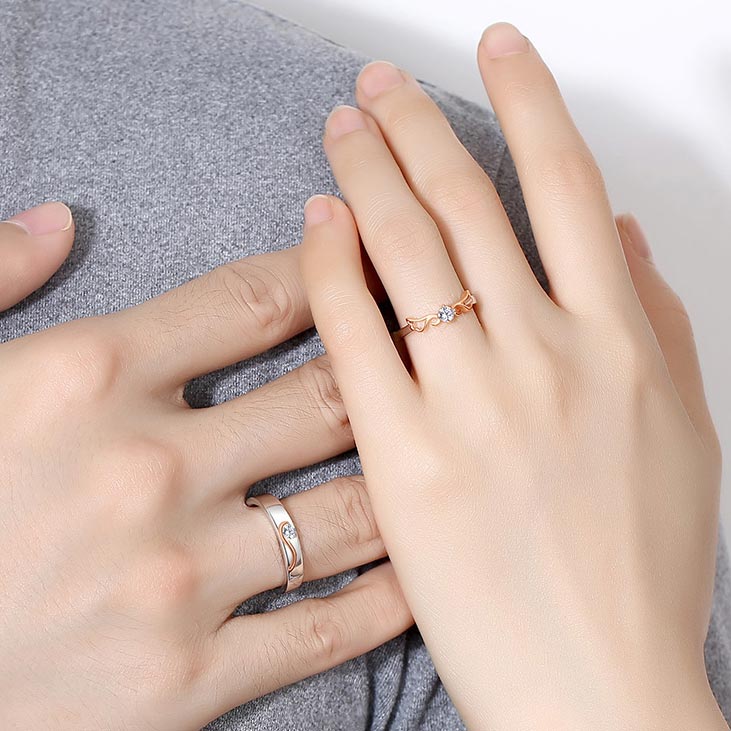 Custom Angel Wings Promise Rings Set