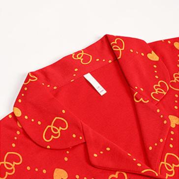 4-Piece Married Couples Red Pajamas Set 100% Cotton