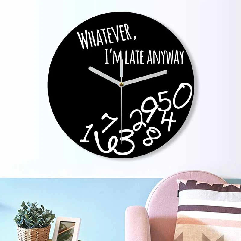 Funny Random Numbers Silent Wall Clock – “Whatever, I’m Late Anyway”