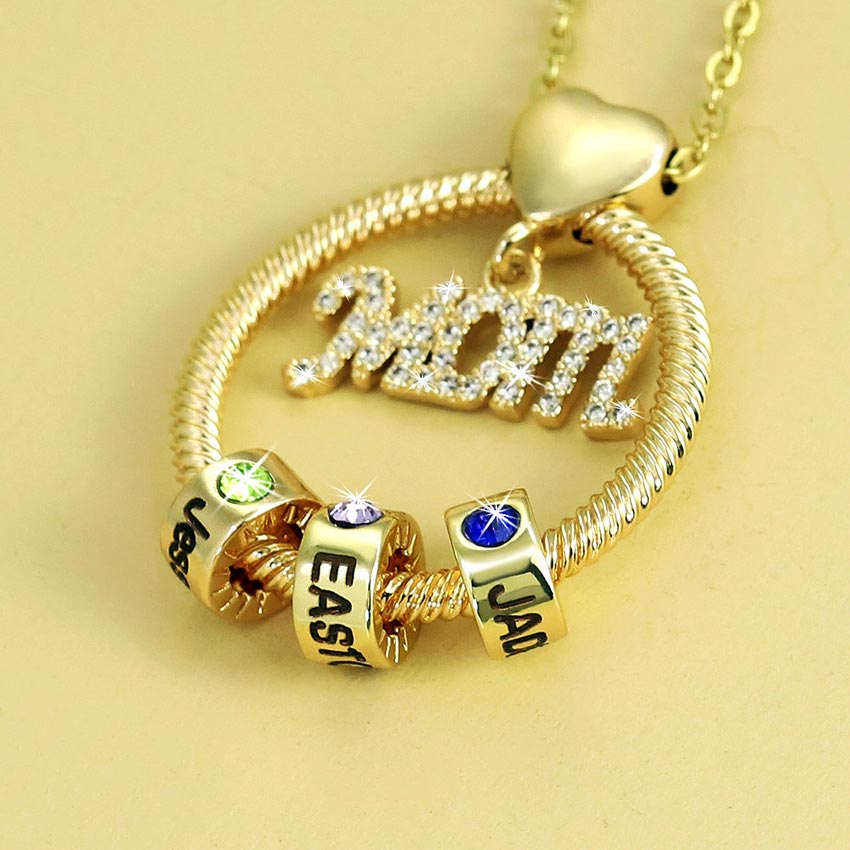 Kids Multiple Names Custom Birthstone Necklace