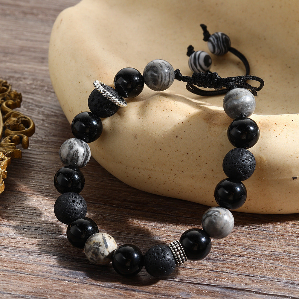 Volcanic Beads Mens Fashion Bracelet