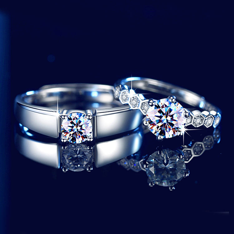 1.5 Carat Diamond Engagement Rings Set for Couple